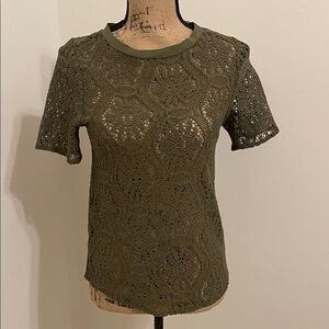 Banana Republic Olive Green Lace Women Top, size XS